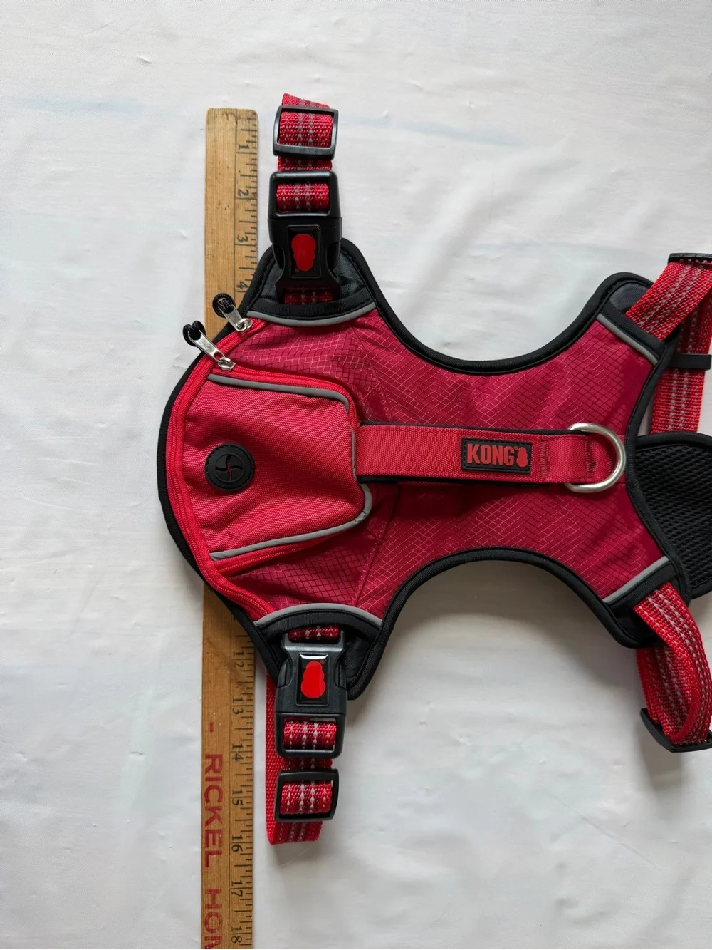 Kong Red Reflective Pocket Dog Harness Vest Padded Mesh Size L adjustable nWOT
